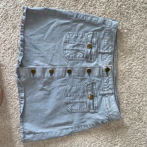 gray denim button down skirt